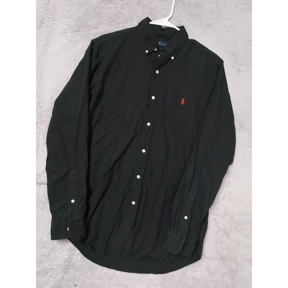 Polo Ralph Lauren Shirt Mens Medium Classic Long Sleeve Button Down Black Oxford